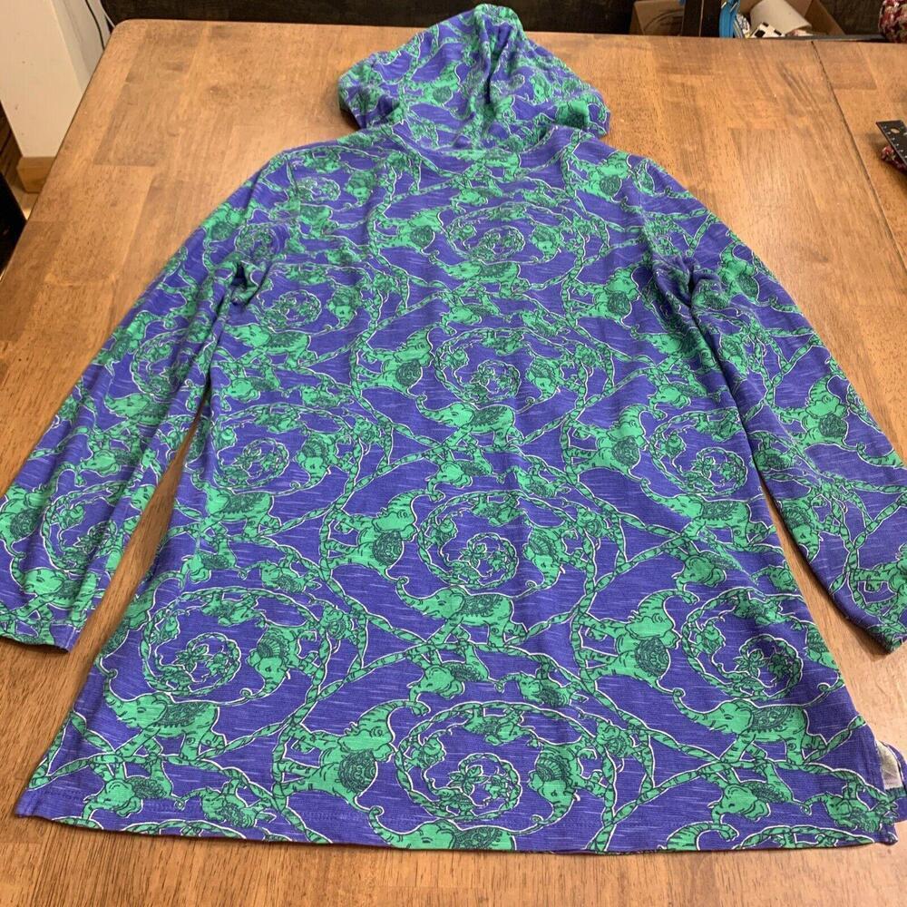 Lilly Pulitzer Hoodie Tunic Women Sz S Noelle Blue Loopy Elephants Artsy… - Picture 9 of 10